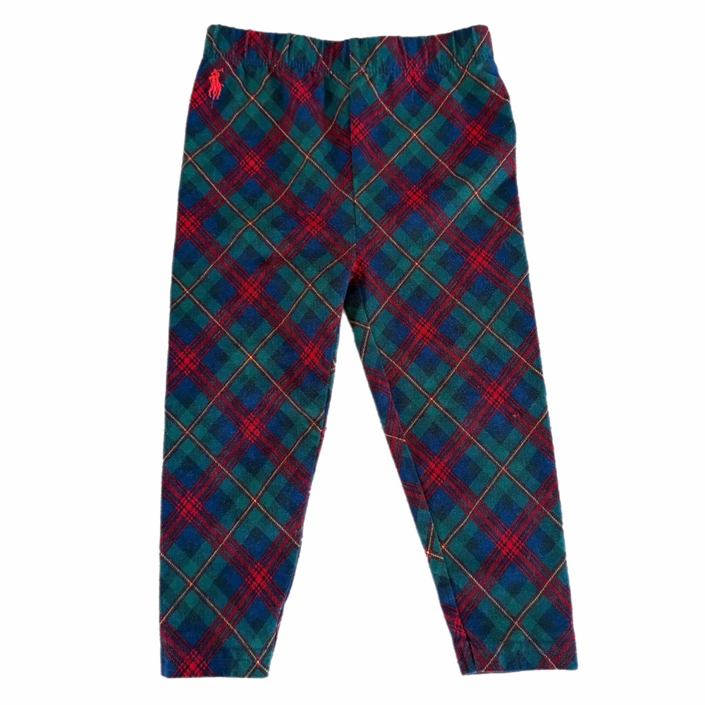 Ralph Lauren Baby Girl Red and Gray Plaid Leggings - Size 18 months